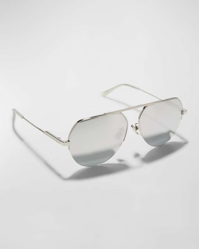 Mirrored Metal & Acetate Aviator Sunglasses